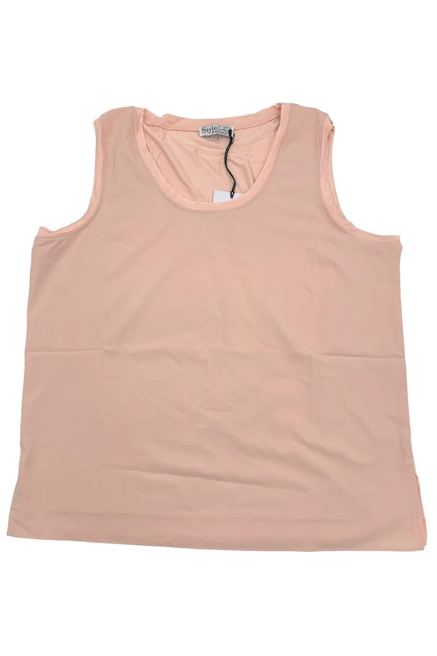 StyleList by Micaela Woven Front Mixed Media Tank Petal - Regular